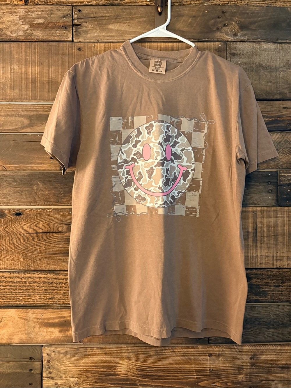 Comfort Colors Smiley Face Camo T-Shirt